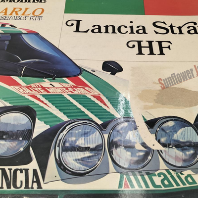 Nihon Mokei Lancia Stratos HF 1/10 Scale Motorized Plastic Model Kit with Box