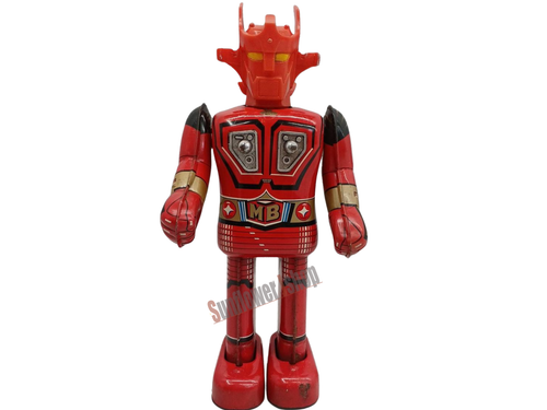 Popy Vintage Japanese Tin Robot Toy Red MB Emblem Wind-Up Walking Sci-Fi 1960s