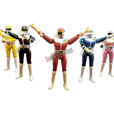 Popy Super Sentai Goggle V Power Rangers 5 Figure Team Pack Lot Action Toys 1982
