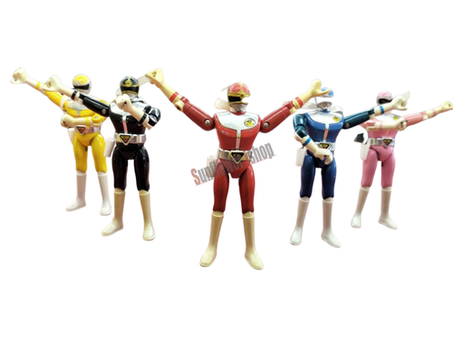 Popy Super Sentai Goggle V Power Rangers 5 Figure Team Pack Lot Action Toys 1982