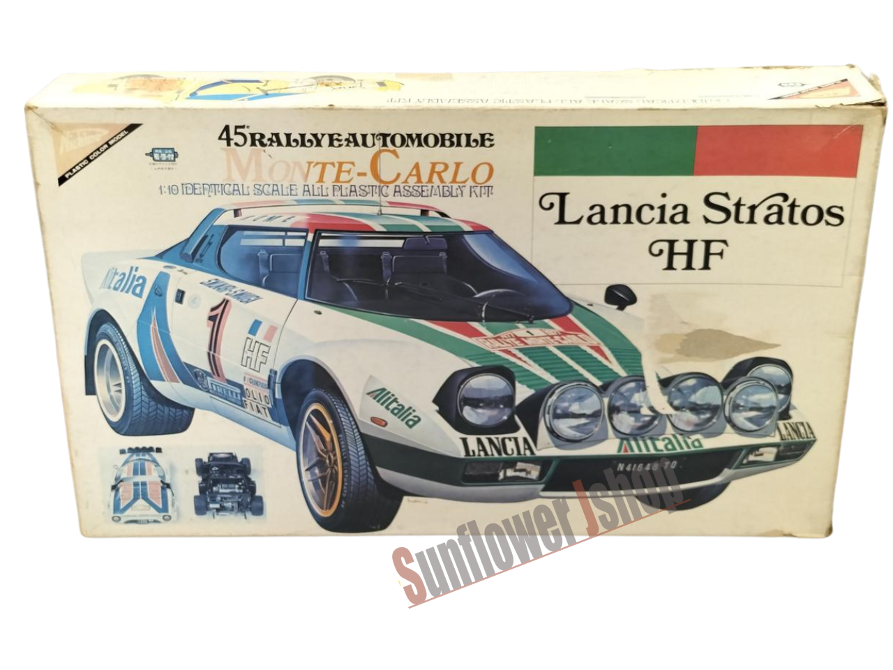 Nihon Mokei Lancia Stratos HF 1/10 Scale Motorized Plastic Model Kit with Box