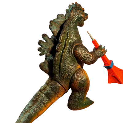 Bullmark Giant Godzilla Vintage Soft Vinyl Figure with Tokyo Tower Japan Marusan 1970s Kaiju Toy