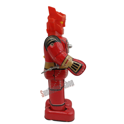 Popy Vintage Japanese Tin Robot Toy Red MB Emblem Wind-Up Walking Sci-Fi 1960s