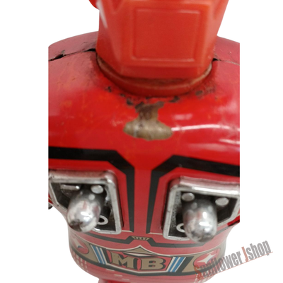 Popy Vintage Japanese Tin Robot Toy Red MB Emblem Wind-Up Walking Sci-Fi 1960s