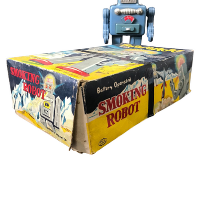 Yonezawa Smoking Robot No.800 Japan Tin Toy 1950s Retro Wind-Up Boxed Rare