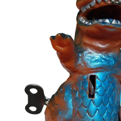 Yonezawa Gomera Fire Monster Wind-Up Tin & Soft Vinyl Figure Vintage Japan Kaiju Toy with Box