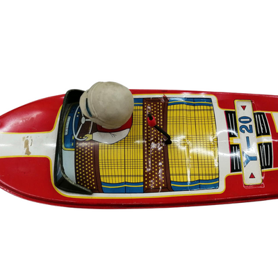 Vintage Yonezawa Tin Toy Roaring Boat Ginsei Y-20 – Japan 1960s – Rare Collectible