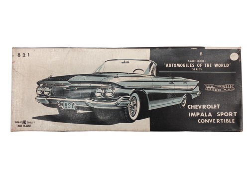 Bandai Chevrolet Impala Sport Convertible Red Vintage Model Car Japan Boxed