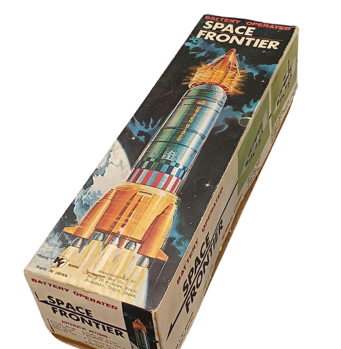 Vintage KY Yoshino Tin Toy Rocket – Space Frontier Apollo 11 – Japan 1960s – Rare Collectible