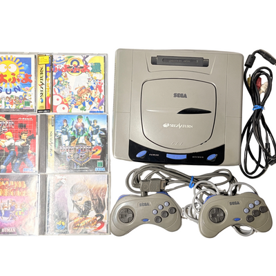 SEGA Saturn Console Bundle with 2 Controllers + 6 Game CD Lot | Japan Import