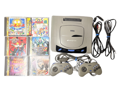 SEGA Saturn Console Bundle with 2 Controllers + 6 Game CD Lot | Japan Import