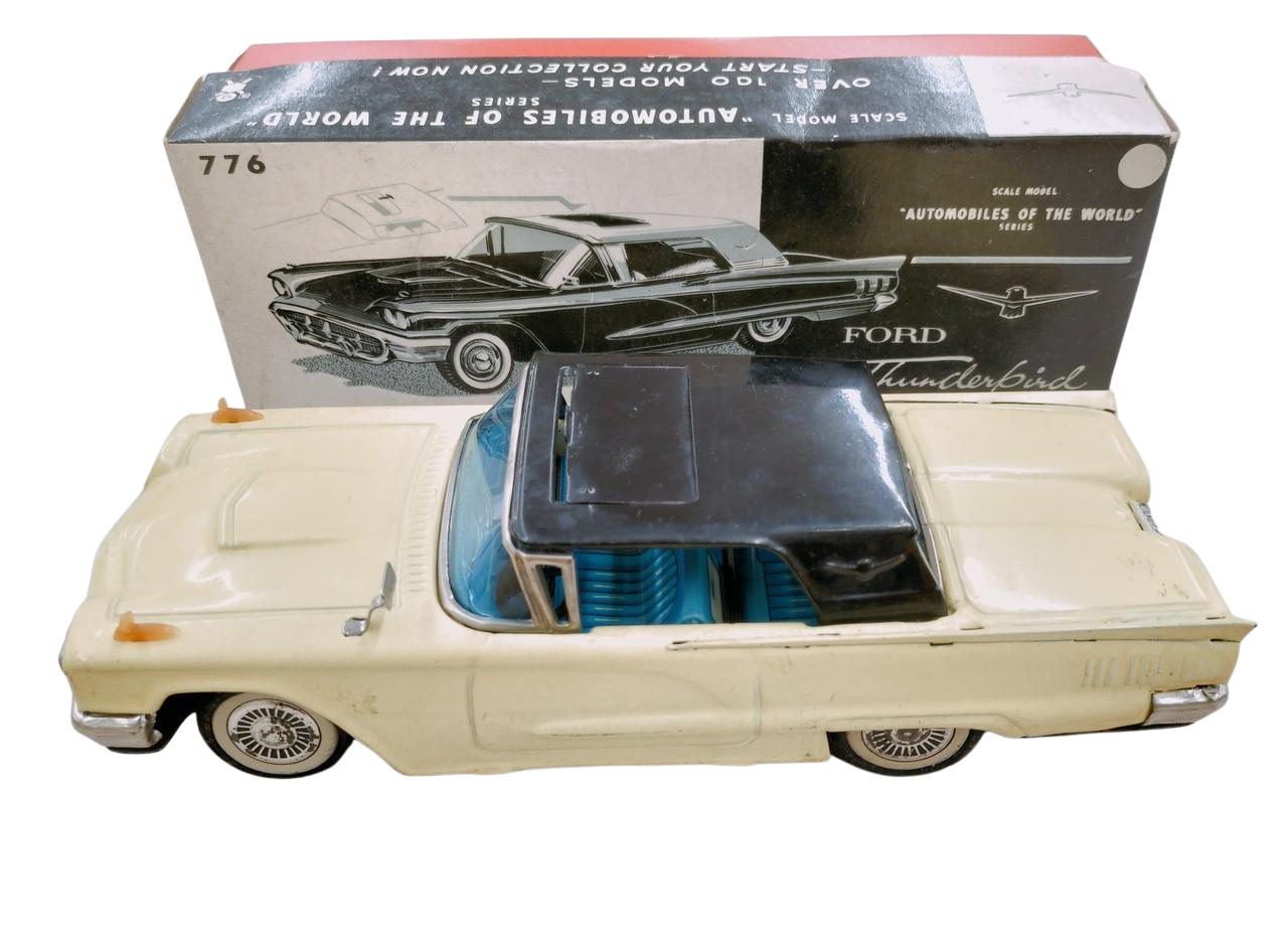 Vintage Tin Toy 1958 Ford Thunderbird SEDAN Hardtop Sunroof Friction 776 w/Box