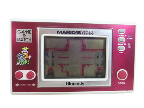 Nintendo Game & Watch Mario's Cement Factory (1983) – Wide Screen Series – Model ML-102 – Complete in Box (CIB)