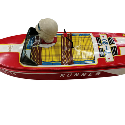 Vintage Yonezawa Tin Toy Roaring Boat Ginsei Y-20 – Japan 1960s – Rare Collectible