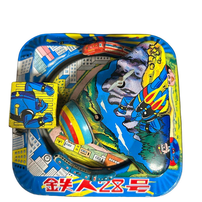 Yonezawa Tetsujin 28 Tin Toy Wind-Up Train Base Japan Vintage Retro Robot Showa Era