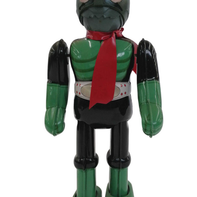 Billiken Shokai Kamen Rider Tin Wind-Up Toy Vintage 1990s Japan Tokusatsu Hero w/ Box