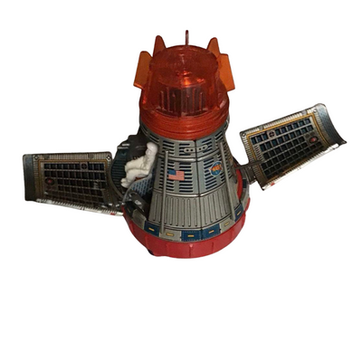 Vintage 1960s Tin Space Capsule by Horikawa Japan – NASA Toy Rocket with USA Flag
