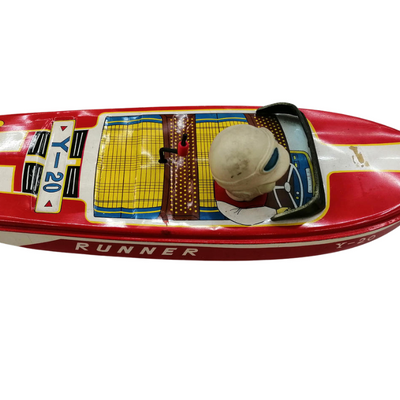 Vintage Yonezawa Tin Toy Roaring Boat Ginsei Y-20 – Japan 1960s – Rare Collectible