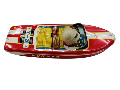 Vintage Yonezawa Tin Toy Roaring Boat Ginsei Y-20 – Japan 1960s – Rare Collectible