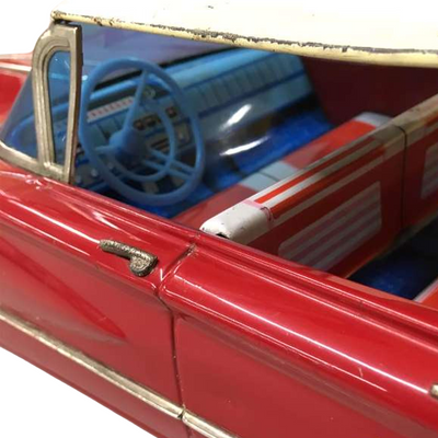 Vintage 1960s Ichiko Tin Toy Car – Red Buick Sedan – Made in Japan – Classic Japanese Tinplate Collectible