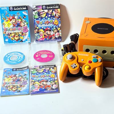 Nintendo GameCube Console Set Orange + Mario Luigi Case + OEM Memory Card Boxed