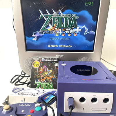 Nintendo GameCube Purple Console + Controller + Zelda Four Swords + GBA Cable